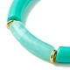 Bracciale elasticizzato con perline in tubo curvo in acrilico bicolore BJEW-JB07971-03-5