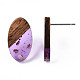 Accessoires de boucles d'oreilles en résine transparente et bois de noyer MAK-N032-005A-F03-4
