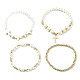 Set di braccialetti elasticizzati con perle di conchiglia e perline di vetro da 4 pz BJEW-TA00327-1
