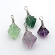 Bicone Dyed & Undyed Natural Gemstone Wire Wrap Pendants with Platinum Tone Brass Findings G-P053-07-1