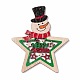 クリスマス スプレー塗装木材の大きなペンダント  星と雪だるま  カラフル  100x84.5x3mm  穴：2.5mm FIND-H030-18-1