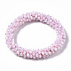 Bracelets extensibles en perles de verre opaques facettées BJEW-S144-002D-02-2