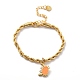 Brass Enamel Crab Charm Bracelets BJEW-L652-20-G-2