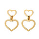 304 boucles d'oreilles pendantes double coeur en acier inoxydable pour femme EJEW-N016-015LG-1
