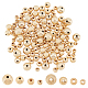 SUPERFINDINGS 140Pcs 5 Styles Brass Beads Round Spacer Beads Circle Spacer Loose Beads Long-Lasting Plated Real 24K Gold Plated Textured Beads for Jewelry Making KK-FH0003-14-1
