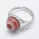Adjustable Natural Agate Finger Rings RJEW-I050-03P-A-1