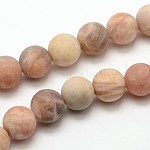 Natürliche sunstone mattierte runde Perle Stränge, 10 mm, Bohrung: 1 mm, ca. 37 Stk. / Strang, 15.0 Zoll