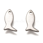 304 Stainless Steel Charms, Fish, Stainless Steel Color, 11.5x6.5x1mm, Hole: 1.2mm