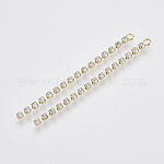 Borla cadena de latón latón grandes colgantes, con rhinestone de cristal, la luz de oro, 52x2x2mm, agujero: 1.6 mm
