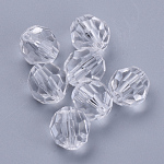 Transparent Acrylic Beads, Faceted, Round, Clear, 8x7mm, Hole: 1.5mm, about 1810pcs/500g