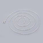 Brass Cable Chain Necklaces, Silver Color Plated, 28 inch, Ring: 1.9x1.4x0.1mm