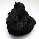 7 âmes intérieures cordes en polyester et spandex, couleur unie, pour la fabrication de bracelets en corde, noir, 4~5mm, environ 109.36 yards (100m)/paquet, 420~500g / bundle
