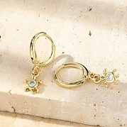 Серьги-кольца из латуни с микропаве из прозрачных кубических цирконий черепахового цвета EJEW-D311-008G