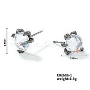 Изысканные серьги-гвоздики с кристаллами циркона и когтями дракона RW5746-1