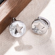 Серьги-кольца из латуни с прозрачным фианитом EJEW-Q014-38P