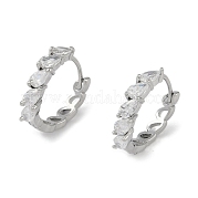 Серьги-кольца в виде стеклянных листьев EJEW-L292-008P
