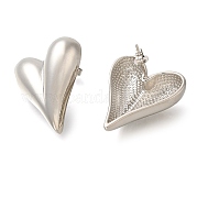 Серьги-гвоздики из латуни с покрытием в форме сердца EJEW-I310-13P