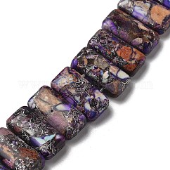 Brins de perles de jaspe impérial synthétiques, teinte, rectangle, 2-trou, violet, 10x20x5mm, Trou: 0.9mm, Environ 17 pcs/chapelet, 6.89'' (17.5 cm)