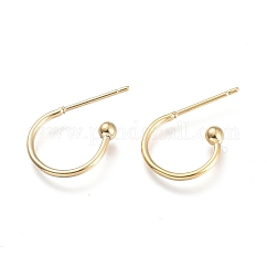 Crochets de boucles d'oreilles en acier inoxydable 304, véritable 24k plaqué or, 12.5x18.5x2.5mm, pin: 0.8 mm