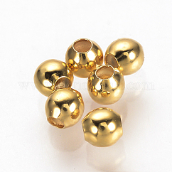 Messing-Abstandshalterkugeln, Nickelfrei, echtes 18k vergoldet, Runde, 3 mm, Bohrung: 1 mm
