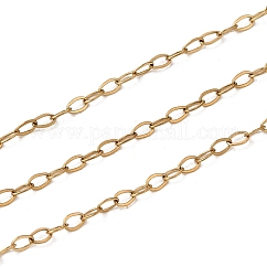 PVD-Vakuumbeschichtung 304 Edelstahl-Kabelketten, langlebig plattiert, gelötet, mit Spule, golden, 2.4x1.4x0.3 mm, ca. 32.81 Fuß (10m)/Rolle
