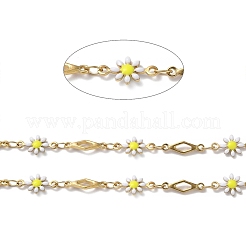 Ionenplattierung (IP) goldene 304 Edelstahl Blumen- und Rautengliederketten&nbsp;CHS-D036-01G-02