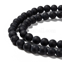 Hilos de cuentas de ágata negra natural teñidas y calentadas&nbsp;G-H056-6mm