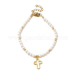 304 Edelstahl-Armbänder mit hohlem Kreuzanhänger&nbsp;BJEW-JB12300