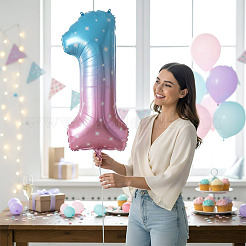 Globos de película de aluminio degradado número 1&nbsp;AJEW-TADJ0001-23B