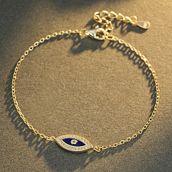 Bracelet en argent sterling émaillé bleu œil de cheval&nbsp;VX0917