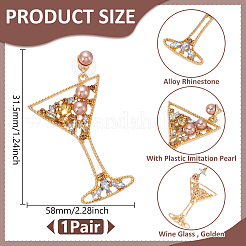 1 paire de boucles d'oreilles pendantes en alliage avec strass&nbsp;EJEW-UN0002-73A