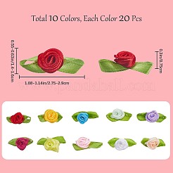 200 Stück 10 Farben Polyester-Rosenornamente&nbsp;DIY-GF0006-84
