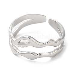 Anello polsino aperto a onda cava in acciaio inossidabile 304 anti-ossidazione per donna&nbsp;LS-RJEW-I098-03P