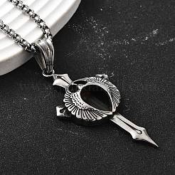 Colliers avec pendentif épée en acier inoxydable 304 pour femmes et hommes&nbsp;NJEW-Z076-02AS