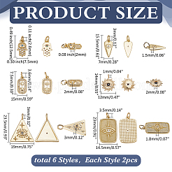 12pcs 6 styles pendentifs en laiton&nbsp;KK-ME0001-23