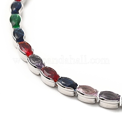 Verstellbare Armbänder aus Messing mit kubischem Zirkonia und kastenförmiger Kette&nbsp;BJEW-A132-23P