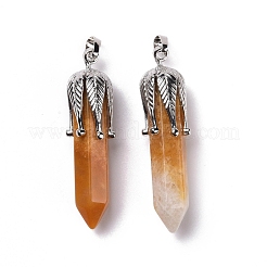 Große spitze Anhänger aus natürlicher gelber Jade&nbsp;G-E059-03AS-03