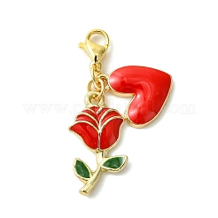 2 stücke 2 farben valentinstag rose herz legierung emaille anhänger dekoration&nbsp;HJEW-JM02804