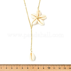 Colliers pour femmes avec pendentif fleur en coquillage cauri naturel et chaîne en laiton.&nbsp;NJEW-JN06265