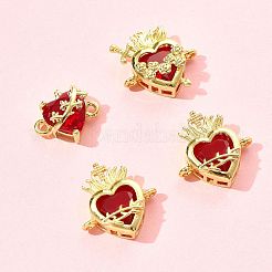 4 pz. 3 stili di ciondolo a forma di cuore in ottone con vetro rosso scuro&nbsp;KK-FS0001-86