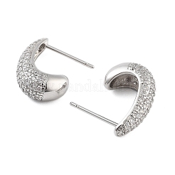 Orecchini a bottone in ottone a goccia con placcatura a cremagliera&nbsp;EJEW-N055-25A-P-RS