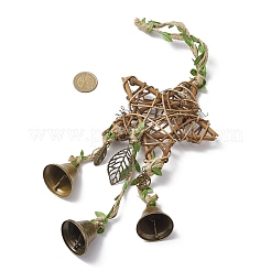 Décoration pendentif cloche en fer à feuilles&nbsp;HJEW-TA00376