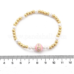 Pulseras elásticas de cuentas de latón para mujer&nbsp;BJEW-G736-03B