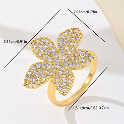 Anillos de dedo de circonita cúbica con micro pavé de latón para mujer&nbsp;YY3691-2