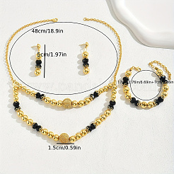 Nahöstlichen Stil Legierung Kunststoff Doppelschicht Perlen Armbänder & Ohrringe & Halsketten Sets&nbsp;DA5905