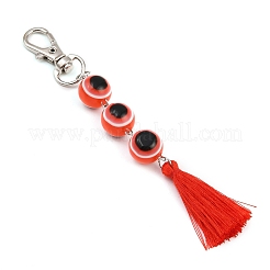 Decorazioni pendenti con perline rotonde in resina e nappe in poliestere contro il malocchio&nbsp;HJEW-JM04165-02