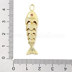 Colgantes de circonita cúbica micropavé de latón bañado en rejilla para peces&nbsp;X-KK-Z071-72B-01G