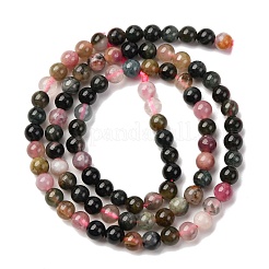 Hebras de cuentas de turmalina multicolor natural&nbsp;G-K402-A01-4mm