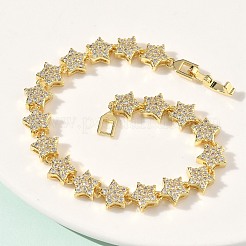 Klares kubisches Zirkonia-Sternglied-Kettenarmband&nbsp;BJEW-G773-01G