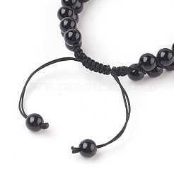 Bracelets de perles tressées en agate noire naturelle de chakra&nbsp;BJEW-O164-A10